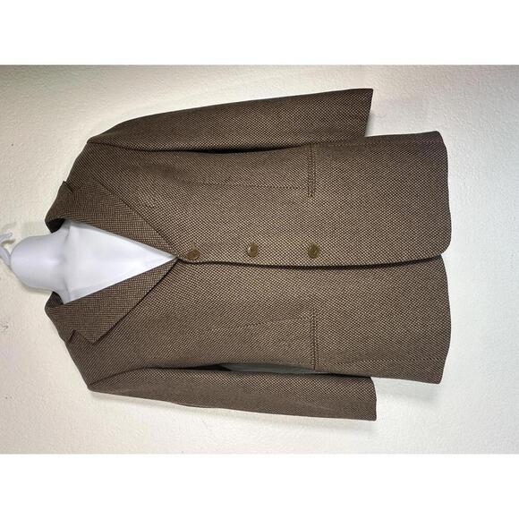 42R Mani Made In Italy Brown Wool Blazer Textured Tweed Classic Menswear